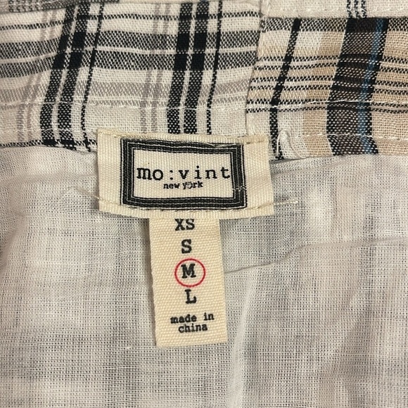 MOVINT M plaid patchwork front zip/button pocketed lined skirt - Picture 6 of 7